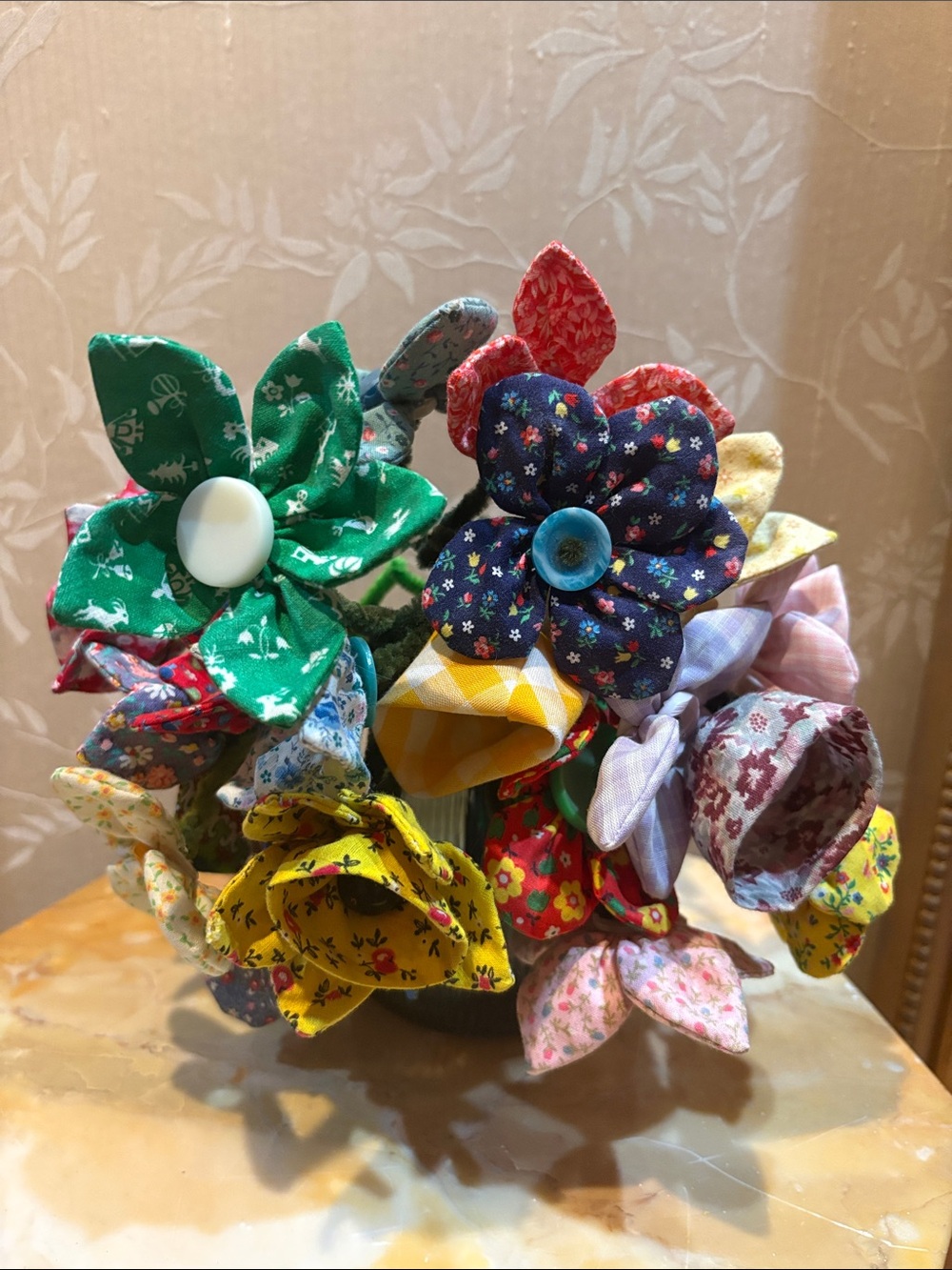 Vintage Floral Patchwork 🌸🌹Flower Petal Button Bouquet set of 12
